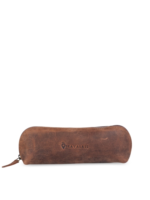 

TRAVALATE Brown Solid Leather Pouch