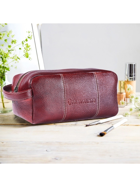 

TRAVALATE Brown Solid Leather Travel Pouch