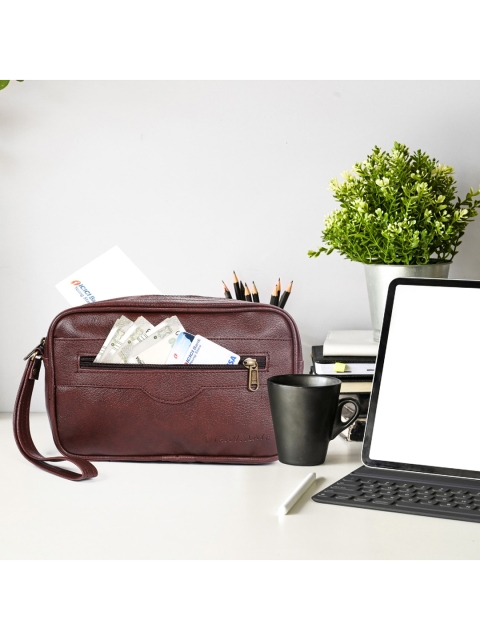 

TRAVALATE Brown Solid Leather Pouch