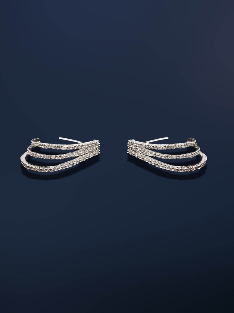 

Amavi Silver-Toned & White Contemporary Drop Earrings