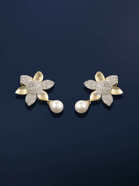 

Amavi White Gold-Plated Handcrafted Floral Drop Earrings