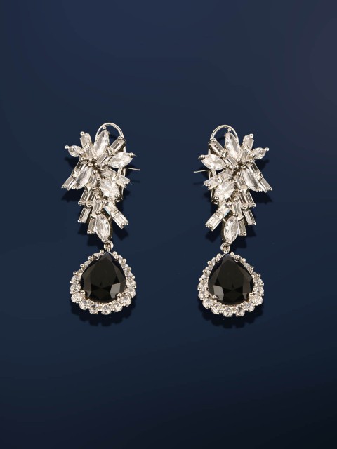 

Amavi White & Black Teardrop Shaped Drop Earrings