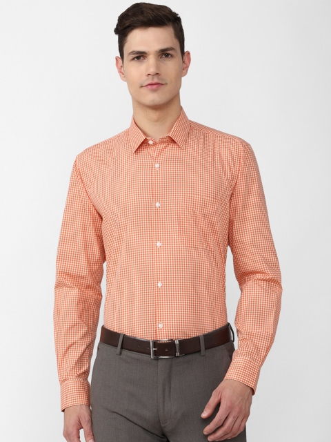 

Peter England Men Peach-Coloured Micro Checks Checked Formal Shirt