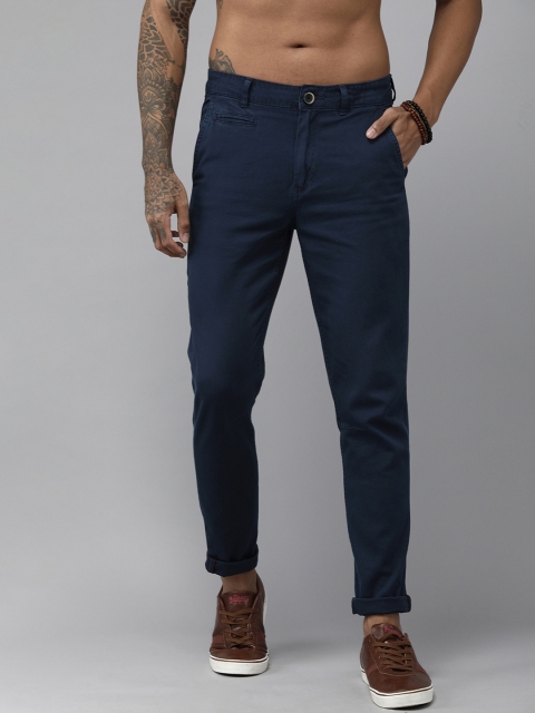 

Roadster Men Navy Blue Slim Fit Trousers