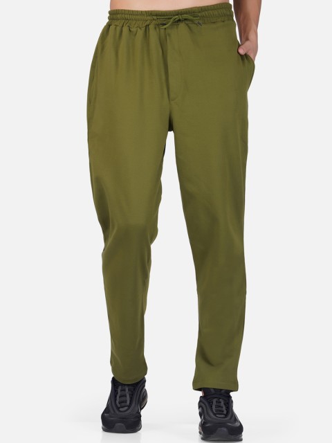 

Tinted Men Olive-Green Solid Track Pants