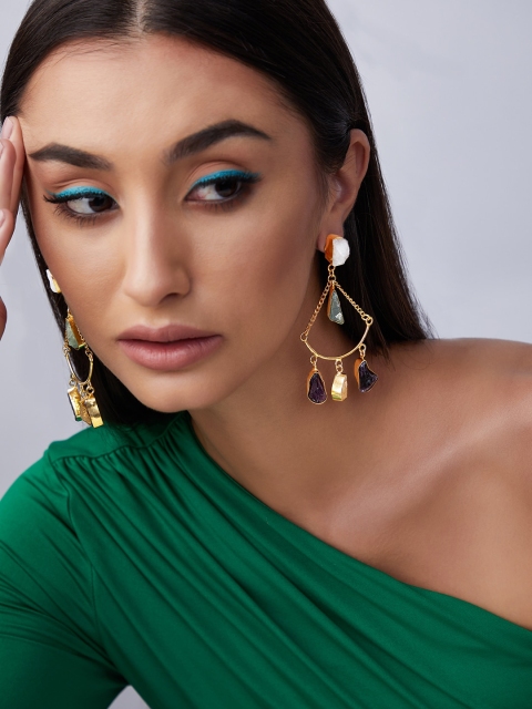 

Rubans Voguish 24K Gold-Plated Geometric Drop Earrings