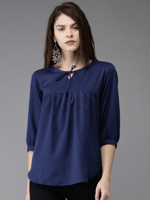 

HERE&NOW Women Blue Solid Top