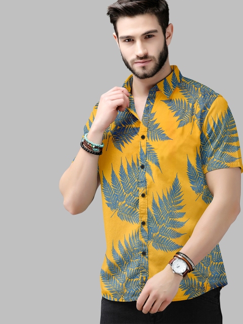 

Fashion FRICKS Men Yellow Floral Printed Casual Shirt