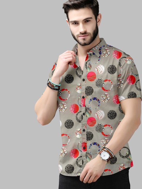 

Fashion FRICKS Men Grey Printed Casual Shirt