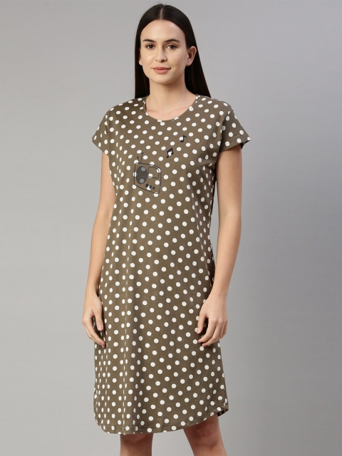 

GOLDSTROMS Olive Green Printed Nightdress