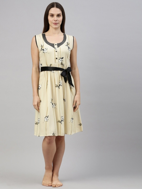 

GOLDSTROMS Women Cream-Coloured Printed Nightdress