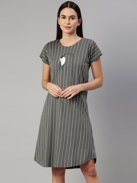 

GOLDSTROMS Women Grey Striped Nightdress