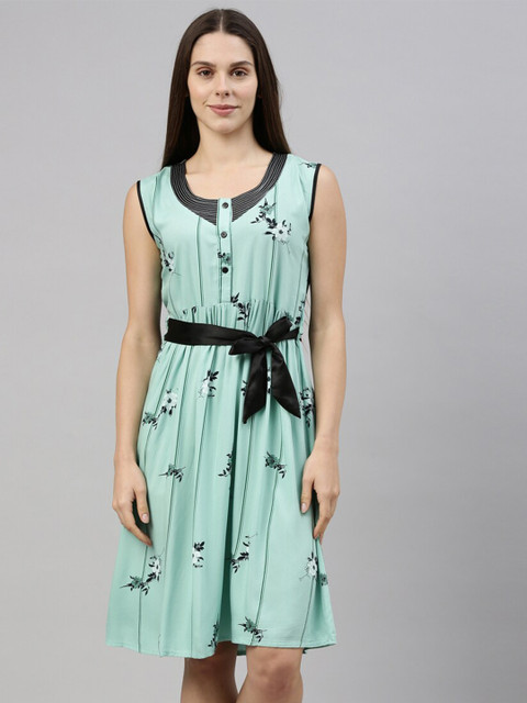 

GOLDSTROMS Women Sea Green Printed Nightdress
