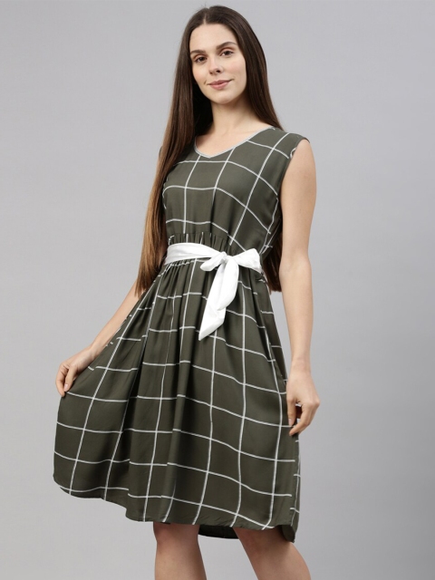 

GOLDSTROMS Women Green Printed Short Belt Nightdress