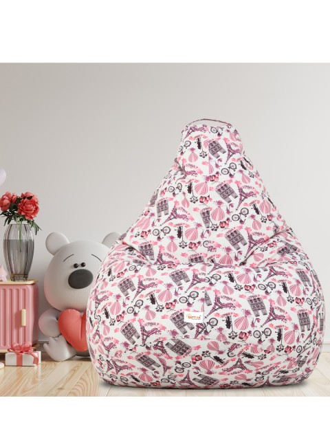 

Sattva Pink & White Printed Bean Bag Cover