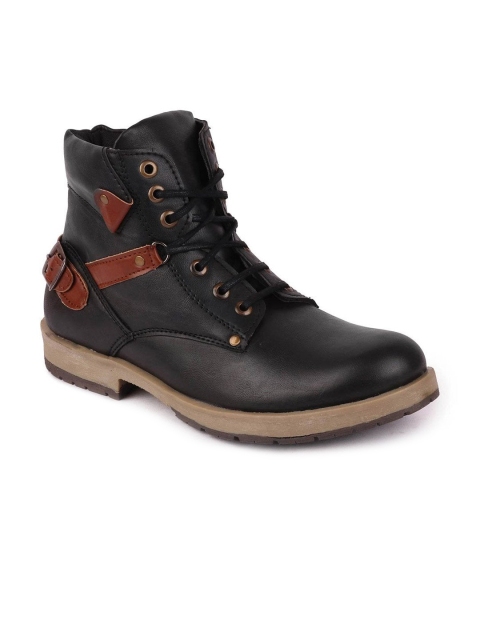 

FAUSTO Men Black Solid Biker Boots