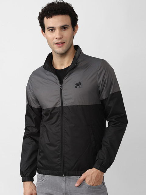 

Van Heusen ACADEMY Men Black & Grey Colourblocked Tailored Jacket