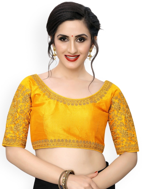 

Amrutam Fab Women Yellow Embroidered Saree Blouse