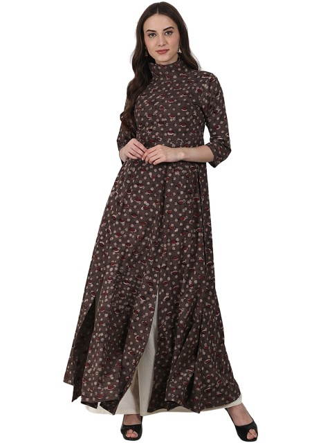 

Nayo Women Brown & Off-White Printed Kurta with Palazzos