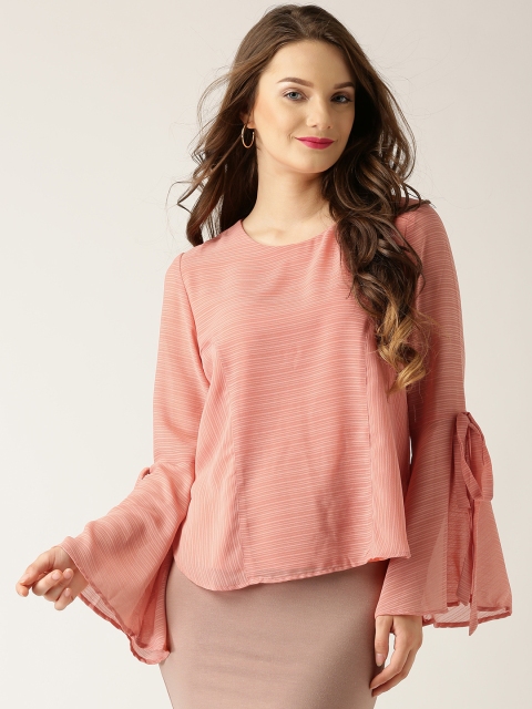 

Marie Claire Women Coral Pink Striped Top