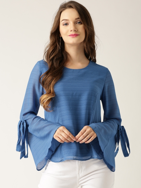 

Marie Claire Women Blue Striped Top