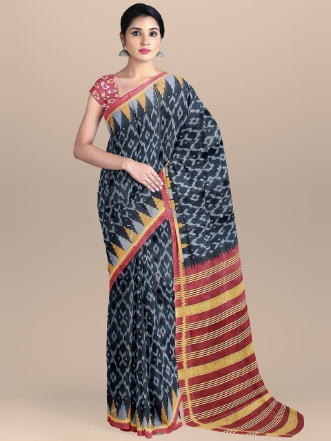 

The Chennai Silks Black & Brown Ethnic Motifs Pure Cotton Saree