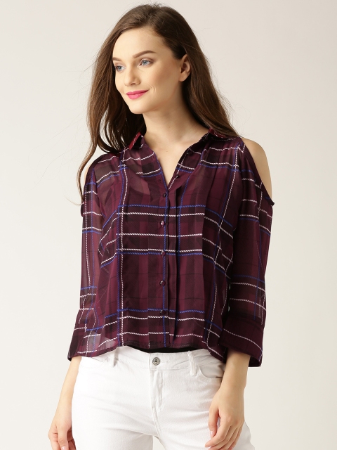

Marie Claire Women Maroon Checked Casual Shirt
