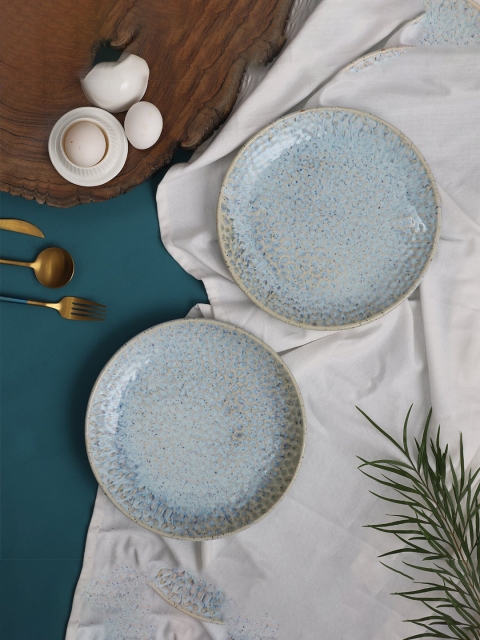 

The Decor Mart Blue & Beige Pack of 2 Printed Ceramic Glossy Plates