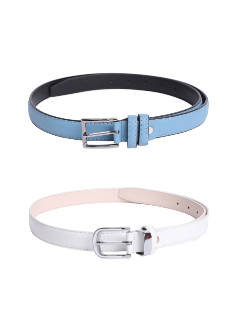 

The Mini NEEDLE Women Set of 2 Turquoise Blue & White PU Belt