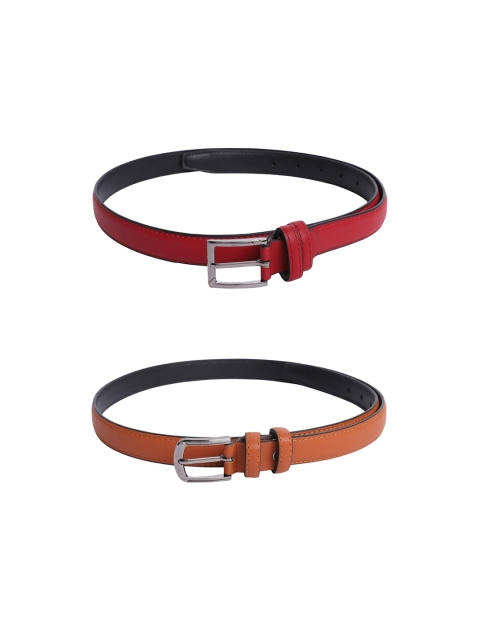 

The Mini NEEDLE Women Set of 2 Red PU Belt