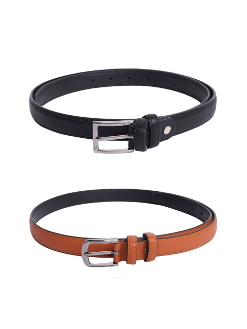 

The Mini NEEDLE Women Black Set of 2 PU Belt