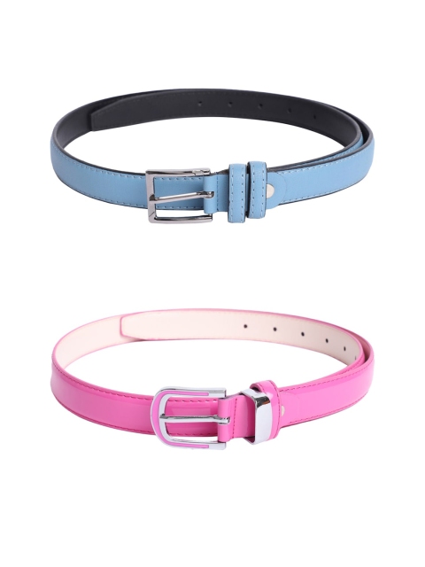 

The Mini NEEDLE Women Blue & Pink Set of 2 PU Belt