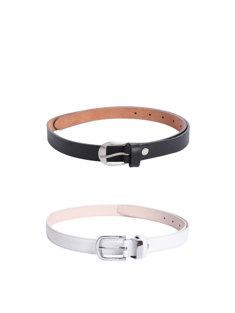 

The Mini NEEDLE Women White & Black Pack of 2 PU Belt