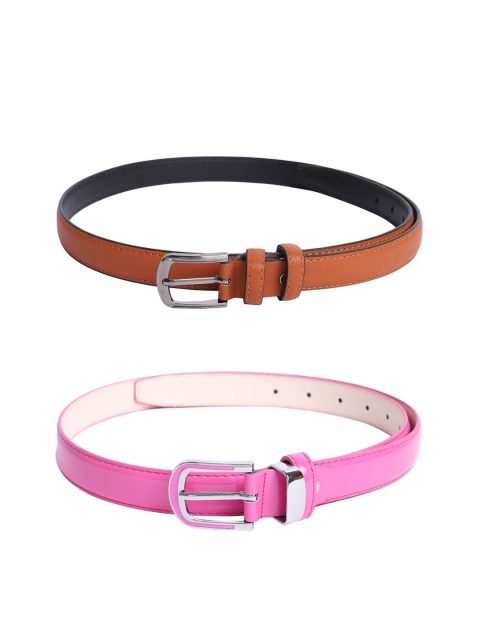 

The Mini NEEDLE Women Tan & Pink Pack of 2 PU Belt