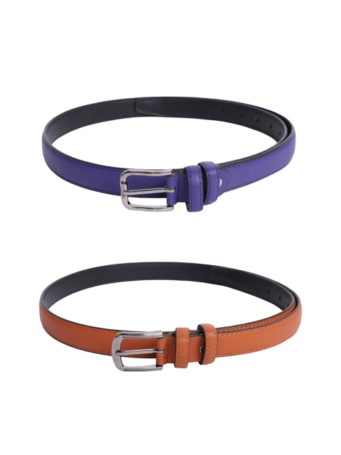 

The Mini NEEDLE Women Purple & Tan Pack of 2 PU Belt