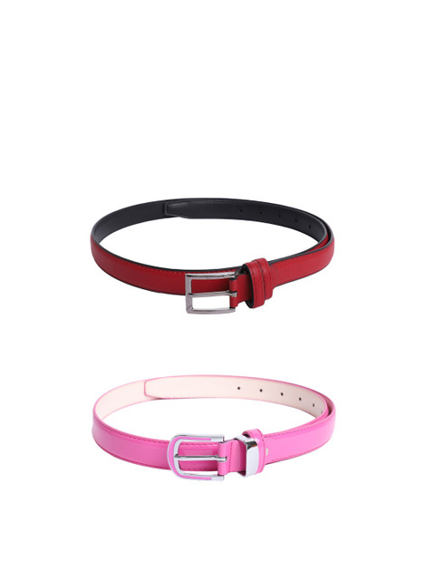 

The Mini NEEDLE Women Red & Pink Pack of 2 PU Belt