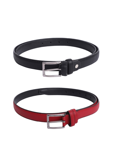

The Mini NEEDLE Women Black & Red Pack of 2 PU Belt