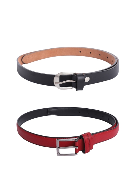 

The Mini NEEDLE Women Red & Black Pack of 2 PU Belt