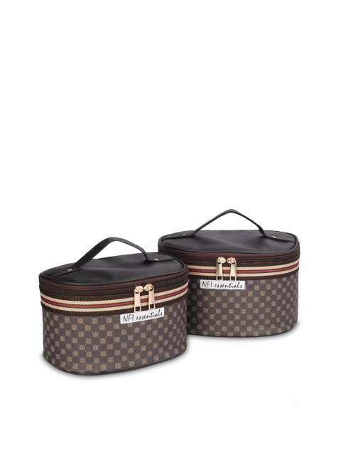 

NFI essentials Women Set Of 2 Brown Printed Makeup Box