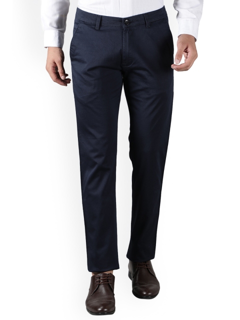 

POP CULTURE Men Navy Blue Comfort Slim Fit Easy Wash Chinos Trousers