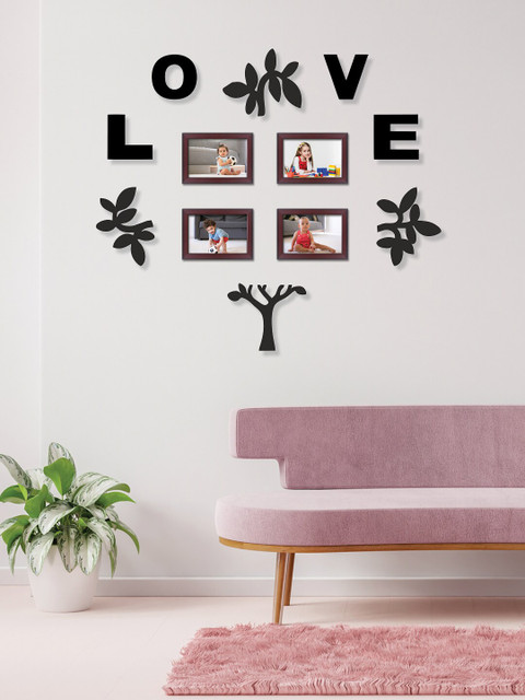 

RANDOM Set Of 4 White & Black Photo Frames With 6 Plaques
