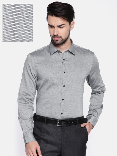 

Blackberrys Men Grey Slim Fit Self-Design Partywear Shirt
