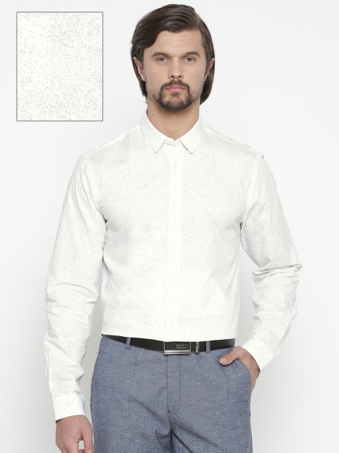 

Blackberrys Men White Slim Fit Printed Casual Shirt