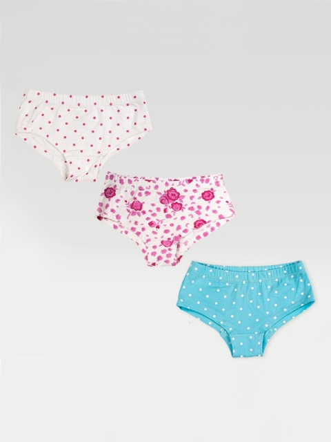 

haus & kinder Girls Pack Of 3 Printed Cotton Briefs, Pink