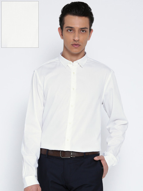 

Blackberrys Men White Slim Fit Solid Formal Shirt