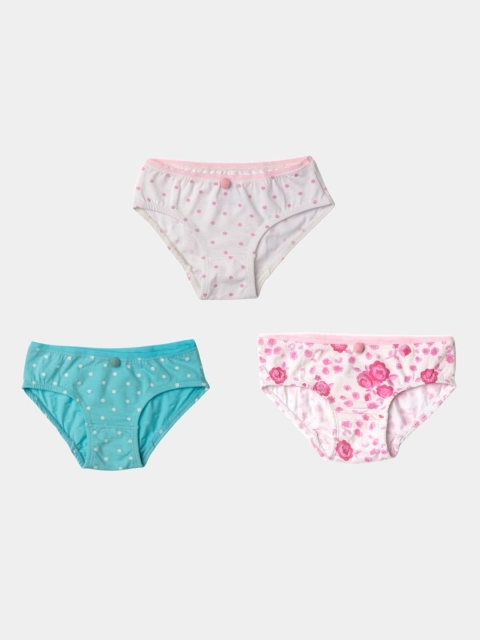 

haus & kinder Girls Pack of 3 Printed Cotton Basic Briefs, White