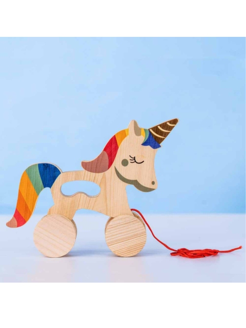 

haus & kinder Kids Brown Wooden Unicorn Push & Pull Activity Toy