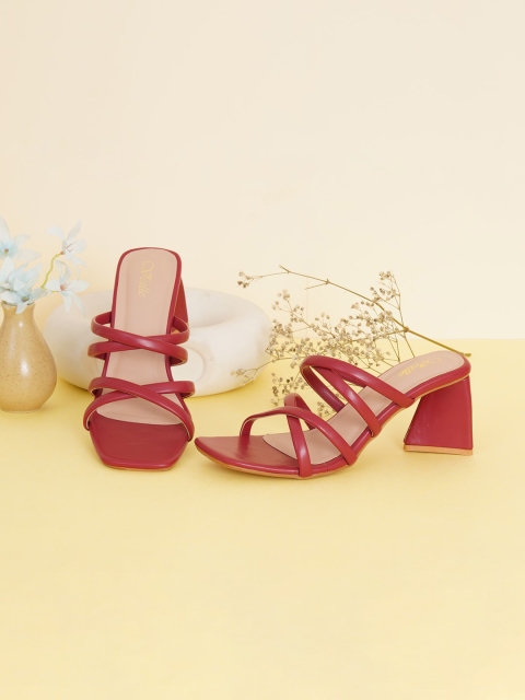 

VEILLE Red Textured PU Block Sandals