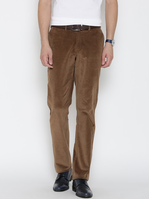 

Blackberrys Men Brown Smart Fit Solid Corduroy Trousers