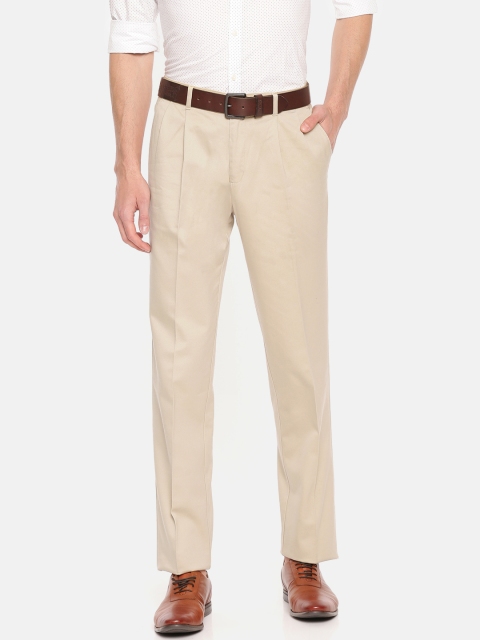 

Blackberrys Men Beige Sharp Regular Fit Solid Trousers
